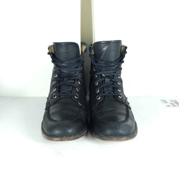 Frye women’s Phillip US 7,5 B Black leather Lace-Up Ankle Combat Boots booties - Picture 3 of 16